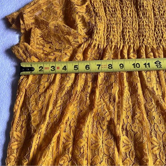 Kate & Mallory Mustard Yellow Lace Blouse with Ruffles-Size 2X - Picture 4 of 16